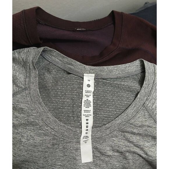Lululemon womens size 10 swiftly tech running shirt gray burgundy lot of 2 - Picture 9 of 9